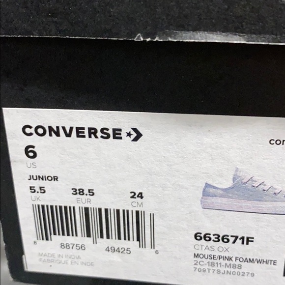 Converse Ctas Canvas Low Top Mouse Silver Pink K/W - Picture 9 of 9